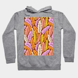 Tropical colorful leaves botanical pattern in brown and yellow Hoodie